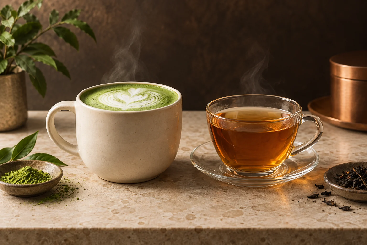Matcha latte și ceai